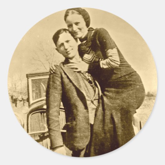 Bonnie en Clyde - De Barrow Gang Ronde Sticker (Voorkant)