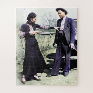 Bonnie en Clyde gek doen 1934 Kleur Redux Legpuzzel