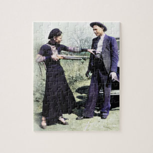 Bonnie en Clyde gek doen 1934 Kleur Redux Legpuzzel