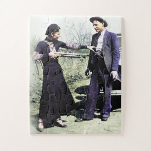 Bonnie en Clyde gek doen 1934 Kleur Redux Legpuzzel