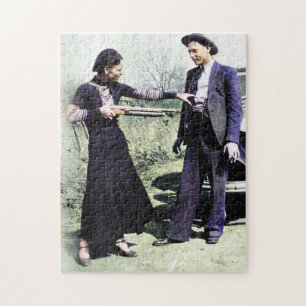 Bonnie en Clyde gek doen 1934 Kleur Redux Legpuzzel