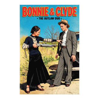 Bonnie En Clyde Het Buitenwettelijke Duo Retro Kun Foto Afdruk