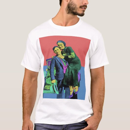 Bonnie en Clyde Pop Art T-shirt (Voorkant)