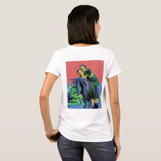 Bonnie en Clyde Pop Art T-shirt (Achterkant volledig)