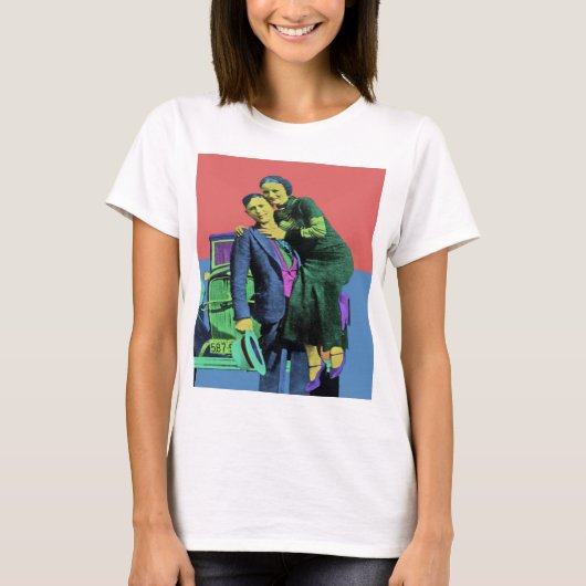 Bonnie en Clyde Pop Art T-shirt (Voorkant)