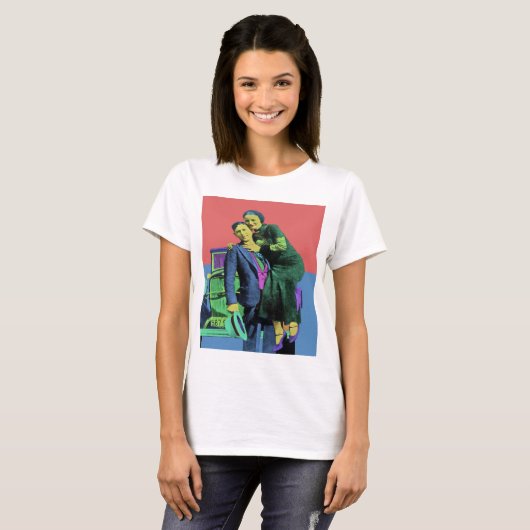Bonnie en Clyde Pop Art T-shirt (Voorkant volledig)