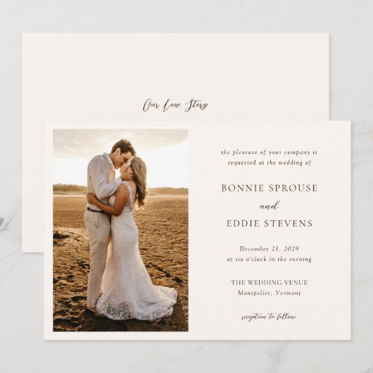 Bonnie Foto Elegant Trouwen Kaart (Voorkant / Achterkant)