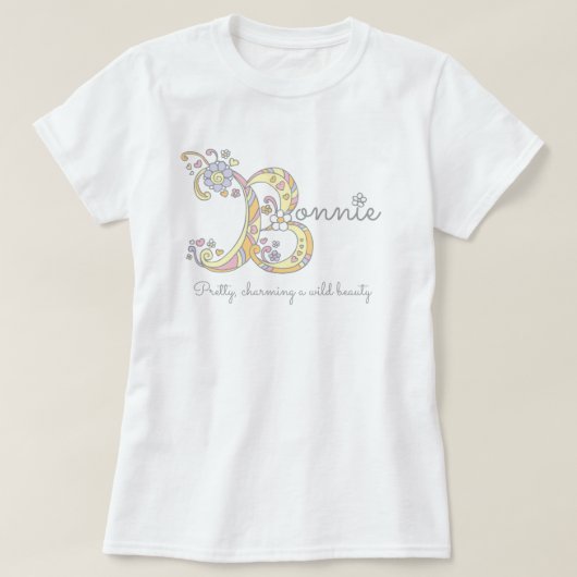 Bonnie girl B naam: monogram t-shirt (Design voorkant)