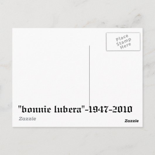 bonnie lubera , ontworpen door james lubera briefkaart (Achterkant)