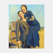 Bonnie Parker Clyde Barrow 1933 Nabootsing Schilde Fleece Deken (Voorkant)