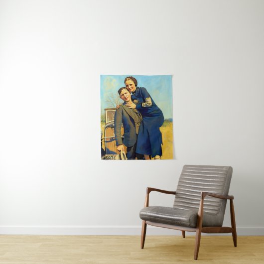 Bonnie Parker Clyde Barrow 1933 Nabootsing Schilde Wandkleed (In situ)