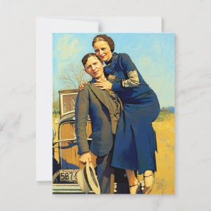 Bonnie Parker Clyde Barrow 1933 Nagemaakte Schilde Briefkaart