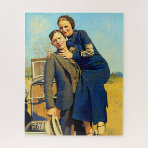 Bonnie Parker Clyde Barrow 1933 Nagemaakte Schilde Legpuzzel