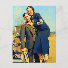 Bonnie Parker Clyde Barrow 1933 Schilderij Briefkaart