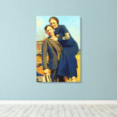Bonnie Parker Clyde Barrow 1933 Schilderij Canvas Afdruk (Insitu (Houten vloer))