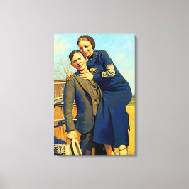 Bonnie Parker Clyde Barrow 1933 Schilderij Canvas Afdruk