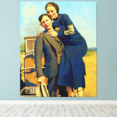 Bonnie Parker Clyde Barrow 1933 Schilderij Canvas Afdruk (Insitu (Houten vloer))