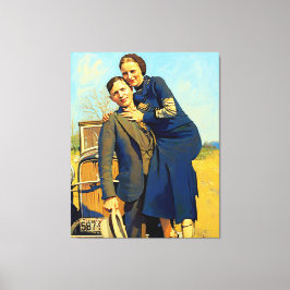 Bonnie Parker Clyde Barrow 1933 Schilderij Canvas Afdruk