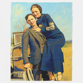 Bonnie Parker Clyde Barrow 1933 Schilderij Fleece Deken