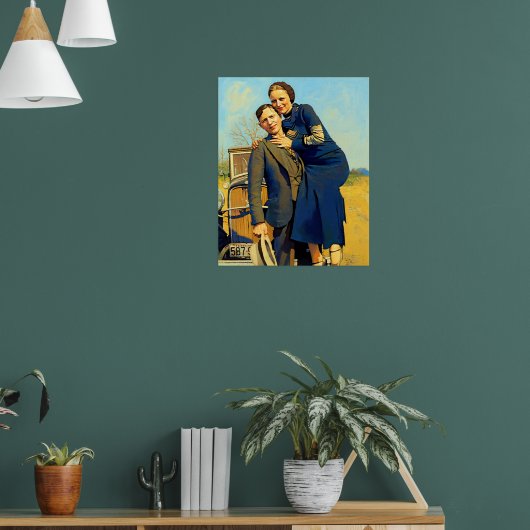 Bonnie Parker Clyde Barrow 1933 Schilderij Poster (Woonkamer 1)
