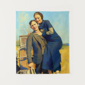 Bonnie Parker Clyde Barrow 1933 Schilderij Wandkleed (Voorkant)