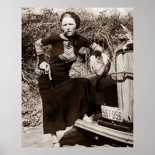 Bonnie Parker Roking A Cigar 1933 Black White Poster (Voorkant)