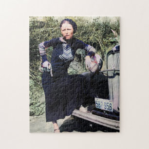 Bonnie Parker Rookt Een Sigaar 1933 Kleur Redux Legpuzzel