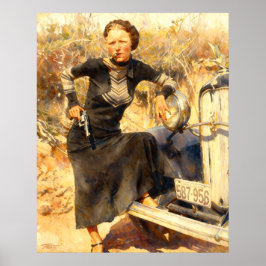 Bonnie Parker Smoking A Cigar 1933 AI Painting Poster