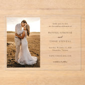 Bonnie Photo Elegant Wedding Save the Date Acryl Uitnodigingen (Voorkant)