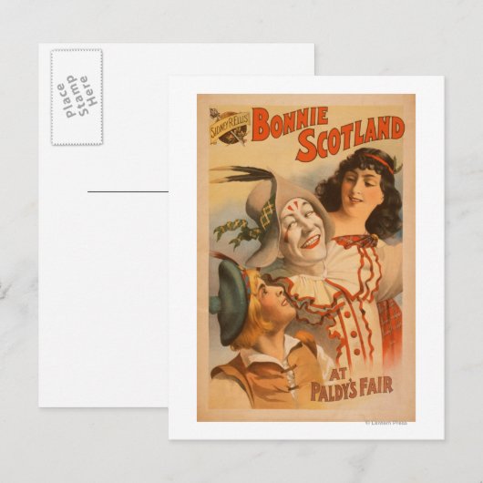 Bonnie Scotland bij de Fair Clown Theater Briefkaart (Voorkant / Achterkant)