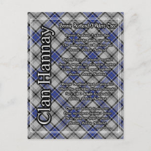 Bonnie Scotland I Adore The Clan Hannay Tartan Briefkaart
