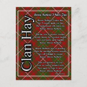 Bonnie Scotland I Adore The Clan Hay Tartan Briefkaart
