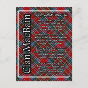 Bonnie Scotland I Adore The Clan MacBain Tartan Briefkaart