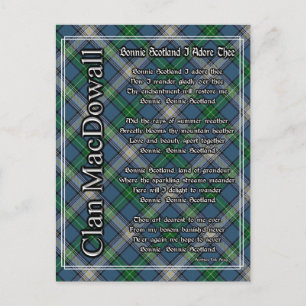 Bonnie Scotland I Adore The Clan MacDowall Tartan Briefkaart