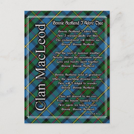 Bonnie Scotland I Adore The Clan MacLeod Tartan Briefkaart (Voorkant)