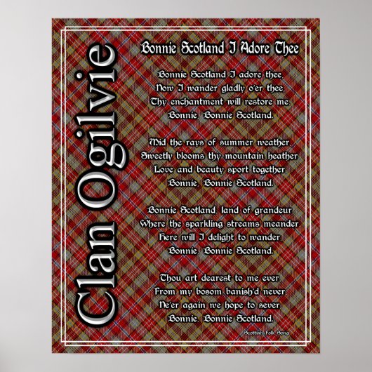 Bonnie Scotland I Adore The Clan Ogilvie Tartan Poster (Voorkant)