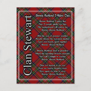 Bonnie Scotland I Adore The Clan Stewart Tartan Briefkaart
