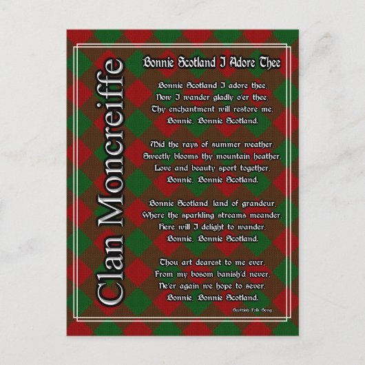 Bonnie Scotland I Adore The Moncreiffe Tartan Briefkaart (Voorkant)