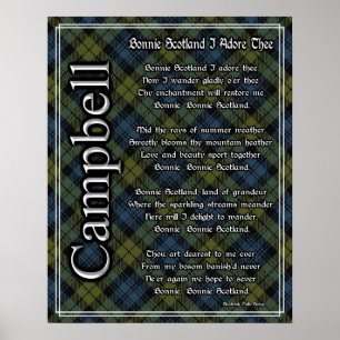 Bonnie Scotland I Adore Thee Campbell Tartan Poster