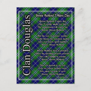 Bonnie Scotland I Adore Thee Clan Douglas Tartan Briefkaart