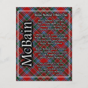 Bonnie Scotland I Adore Thee Clan McBain Tartan Briefkaart
