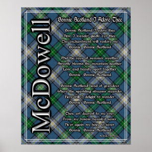 Bonnie Scotland I Adore Thee McDowell Clan Tartan Poster