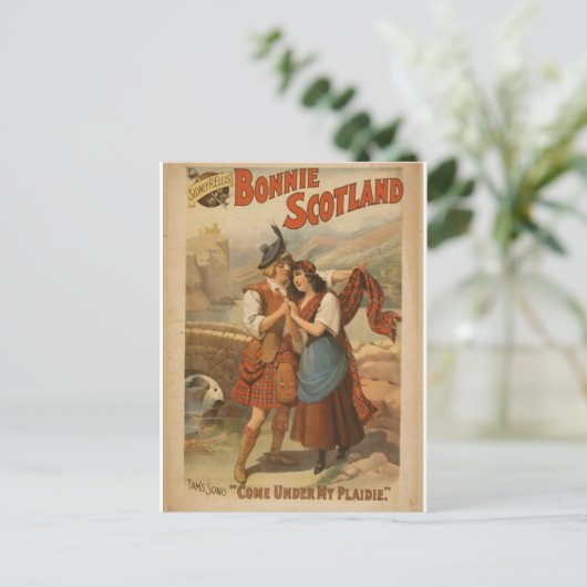 Bonnie Scotland, "kom onder mijn Plaidie" Retro th Briefkaart (Staand voorkant)