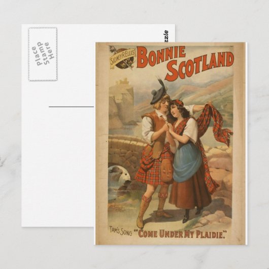 Bonnie Scotland, "kom onder mijn Plaidie" Retro th Briefkaart (Voorkant / Achterkant)