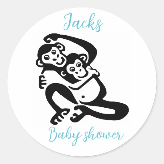 BONOBO - Dier - Baby shower - Personaliseren Ronde Sticker (Voorkant)