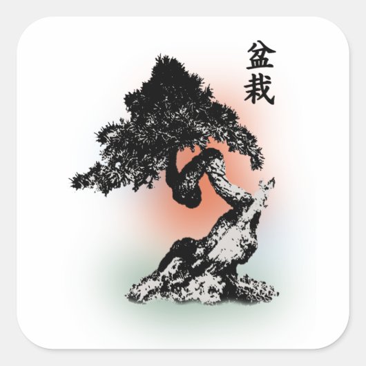 Bonsai 01 vierkante sticker (Voorkant)