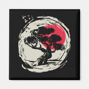 Bonsai Art Japanse Sunset Magneet