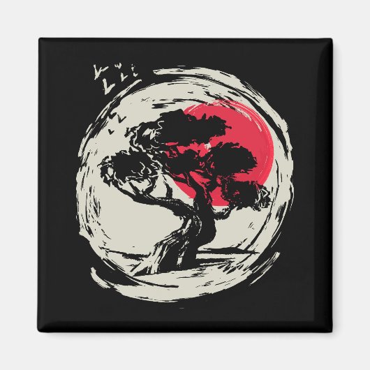 Bonsai Art Japanse Sunset Magneet (Voorkant)