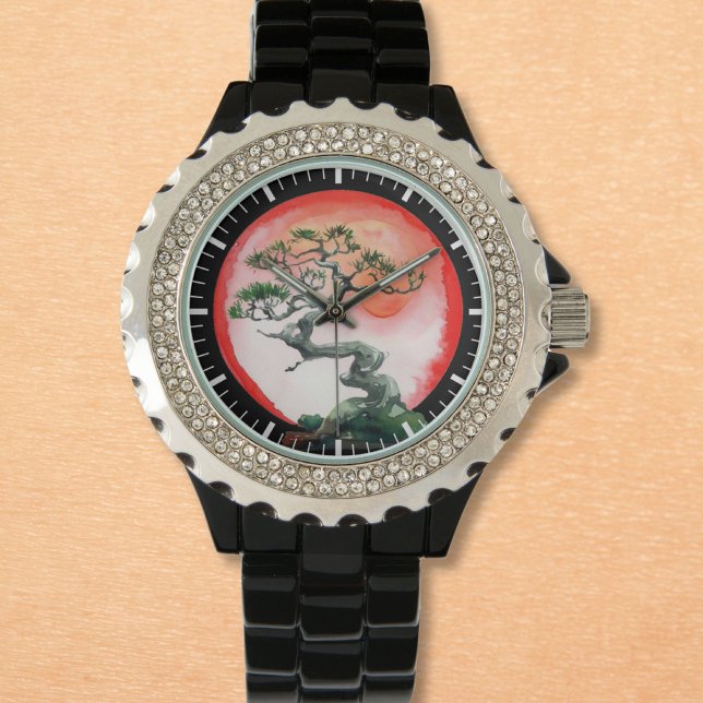 Bonsai bij zonsondergang horloge (Creator heeft geüpload)