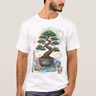 Bonsai-boom Anime-stijl Grafisch. T-shirt